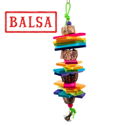 Rainbow Buddy – Colorful Balsa Bird Toy for Small Birds